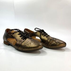 Naya Tahlia Bronze Leather Flat Shoes Size 7M Spectators Lace Up Dark Academia